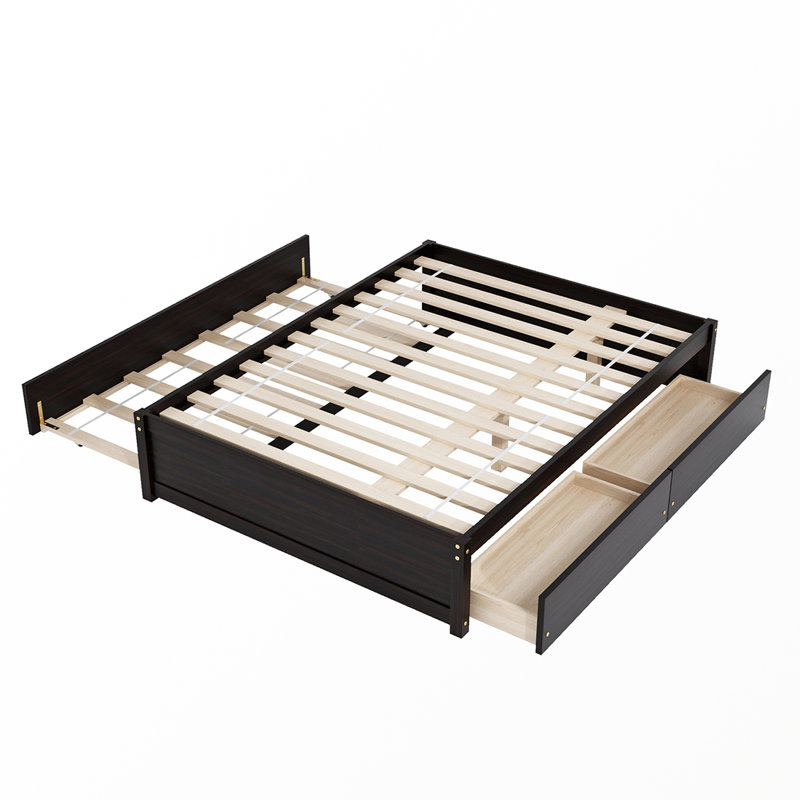 Lit plateforme double avec rangement, Espresso