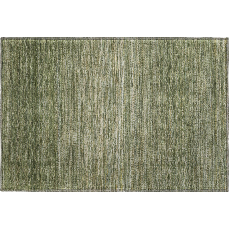 Premium Machine Washable Mayfield AMF2150 Striped Rug, Rectangle 1'8" x 2'6", Fern