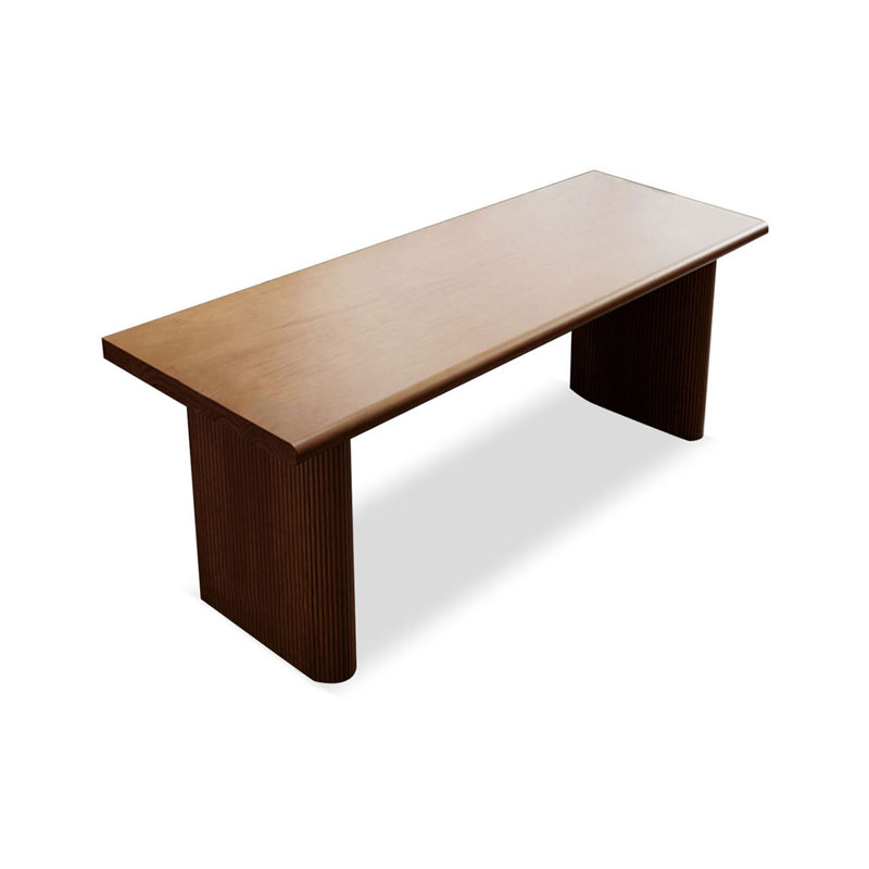 Nut-brown Rectangular Solid Wood desk, 29.53" H x 62.99" W x 23.62" D