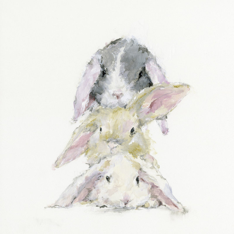 Art de la pile de lapins Abdullah, Toile tendue, H 21 po x L 21 po x l 1,25 po