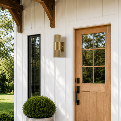 10" Modern Brushed Gold Outdoor LED Wall Sconce