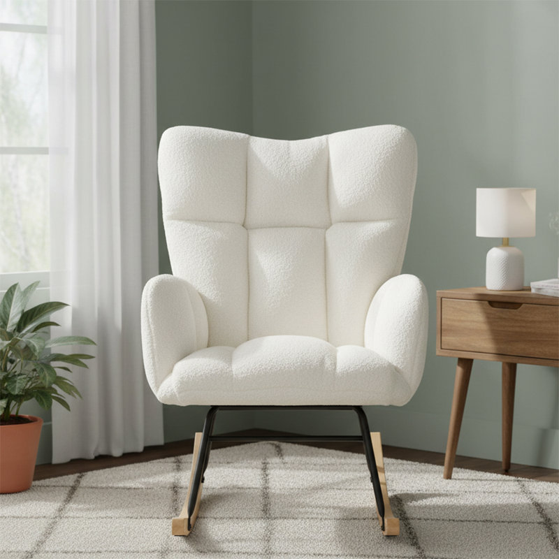 Chaise berçante rembourrée Modern, Ivoire ivoire
