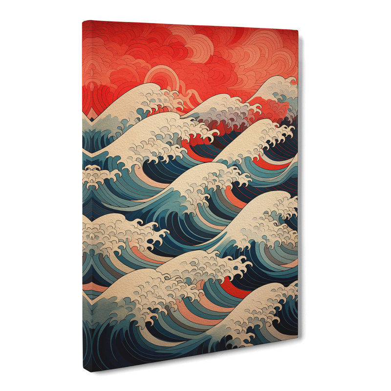 Wave Japanese Geometric Art - Wrapped Canvas, 76cm H x 50cm W x 3cm D