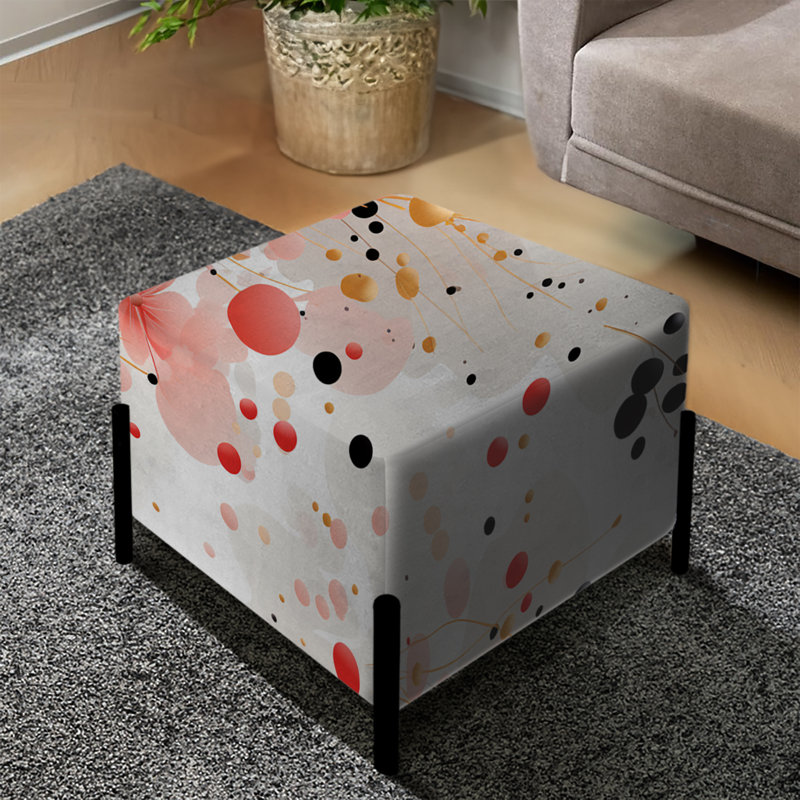 Pink Polka Dota And Flower Harmony I - Floral Square Ottoman