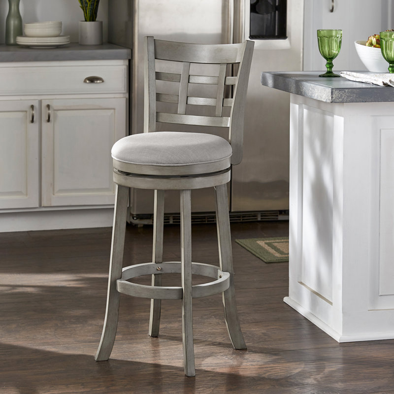 Tabouret pivotant Aria, Gris antique, Lin gris, Tabouret de bar (siège d'une hauteur de 29,96 po)