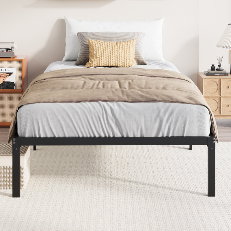 Modern Metal Bed Frame, No Box Spring Needed, Twin