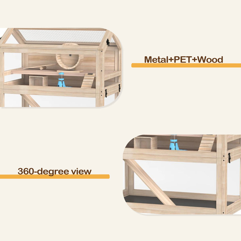 Cage spacieuse pour petits animaux, cage à hamster en bois, cage pour animaux