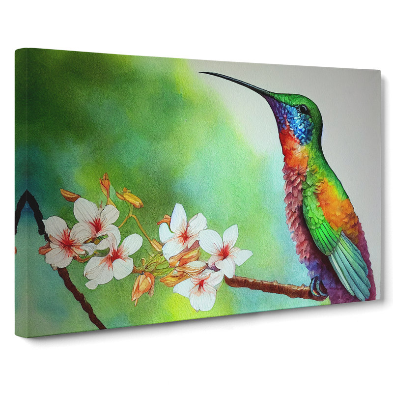 Hummingbird Watercolour Vol.4 - Wrapped Canvas, 40cm H x 60cm W x 3cm D