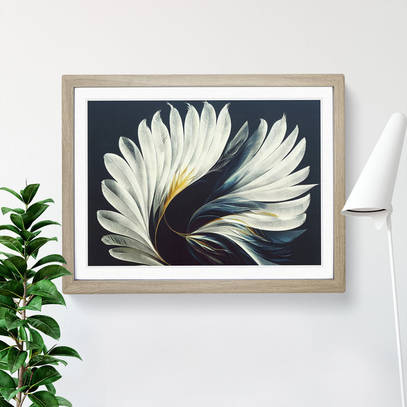 Attracting Bird Feathers - Framed Print, Oak, 46cm H x 64cm W x 2cm D