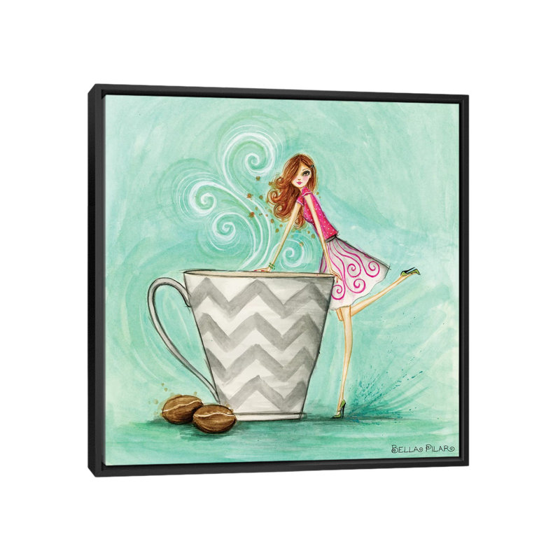 Café au lait series : java josie, reproduction d’art sur toile tendue, H 18 po x l 18 po x P 1,5 po, Toile avec cadre noir