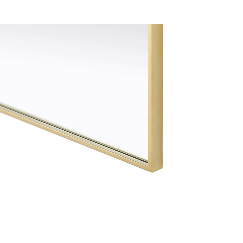 Notched Metal Mirror 24x42 inch in Brass, Brass, 42" x 24"