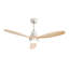 52 Inch Wooden Ceiling Fan White 3 Solid Wood Blades Remote Control Reversible DC Motor With Led Light-897305894-897305889