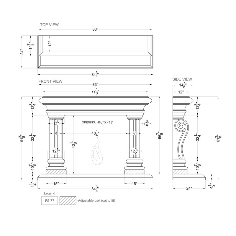 San Lazzaro Fireplace Surround, Black