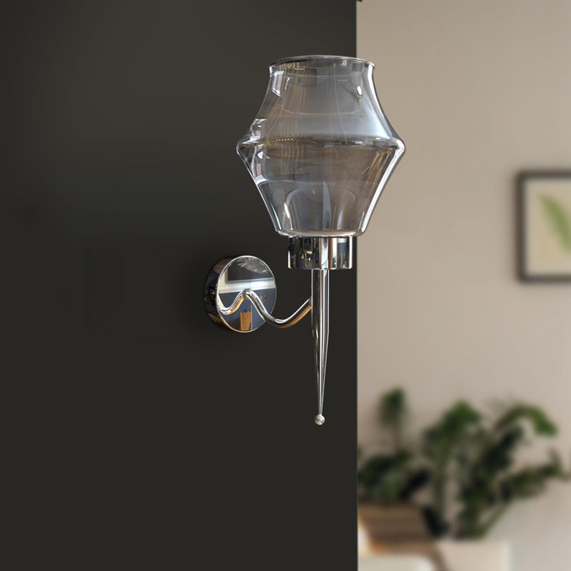 Aletris Glass LED Armed Sconce, Yes, Chrome