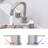 Widespread Bathroom Sink Faucet Brushed Nickel 2 Handle 8 Inch 3 Hole 360°Swivel Spout Vanity Sink With Pop Up Drain Assembly