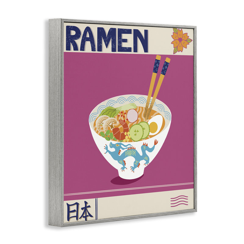 Giclée encadrée de ramen japonais enchanté, design par Jo Reid, H 20 po x l 16 po, Estampe numérique Farmhouse