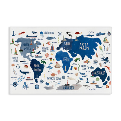 Nautical Themed Map Canvas Wall Art by Carrie Cantwell