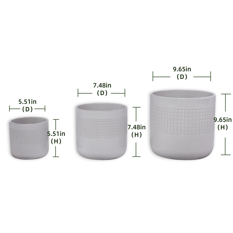 Ensemble de 3 pots de fleurs décoratifs pour l'extérieur avec pot de 10 po, Blanc antique