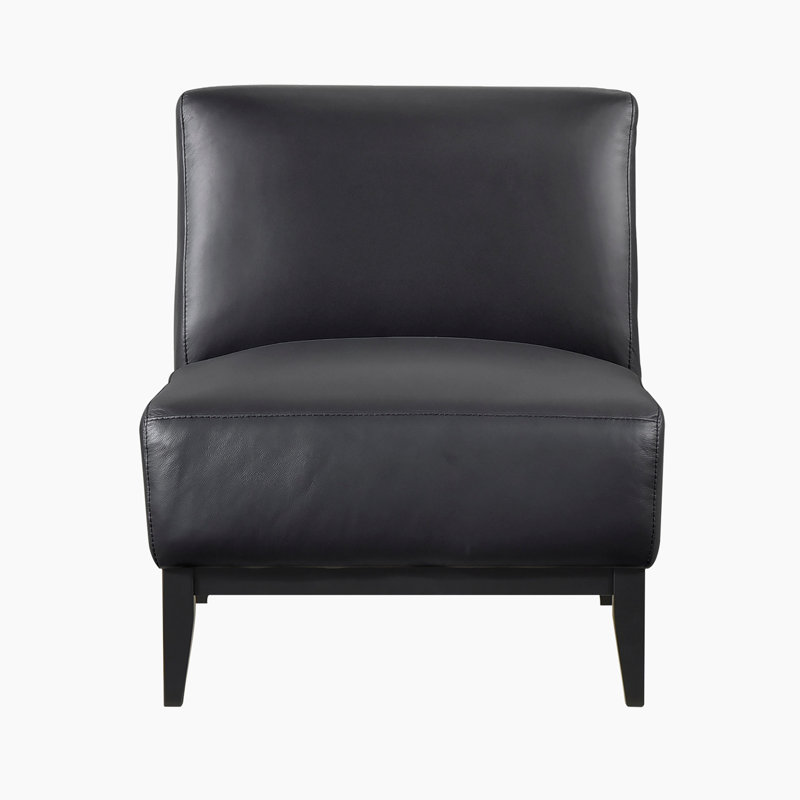 Timmins 28.5" Modern & Contemporary Accent Chair with 100% Top Grain Buffalo Leather, Solid Wood Legs, High-Density Foam Seat Cushions