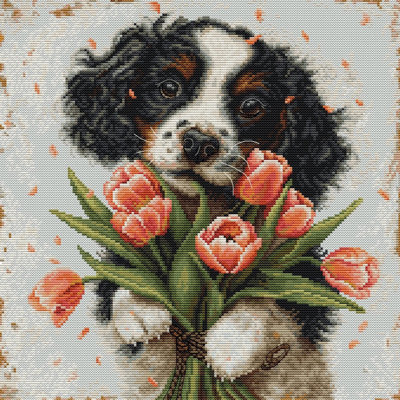 Ensemble de point de croix compté The Cocker Spaniel Puppy par Luca-S bu5067l