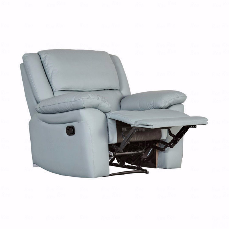 Style transitionnel 1pc avec fauteuil inclinable avec garniture en welt et accoudoirs avec finition bleu poudre et salon principal