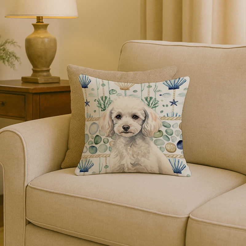 Coussin Miniature, Caniche blanc miniature, Carré 18 po