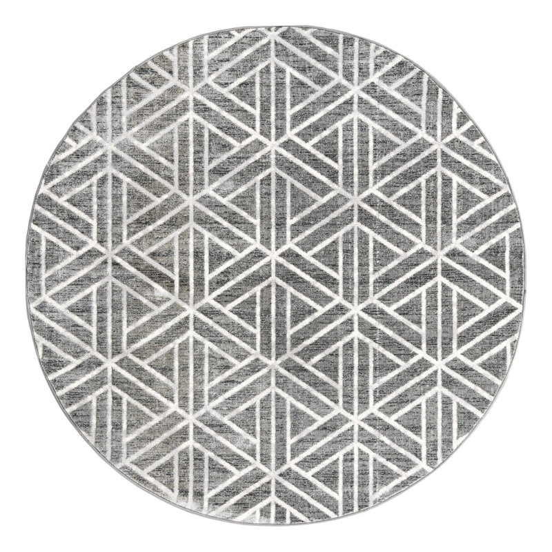 Quercioli Geometric Indoor Rug, Round 7'