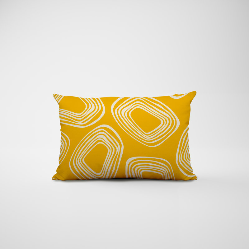 Housse et insert de coussin rectangulaire en polyester pour l'intérieur et l'extérieur, Jaune