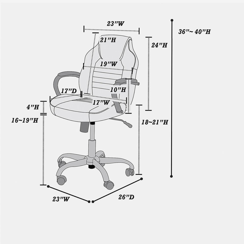 Chaise de bureau en similicuir noir