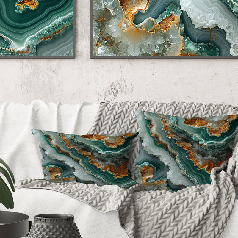 Coussin décoratif Gold Green Stone Geode II - Stone Geode, H 18 po x l 18 po