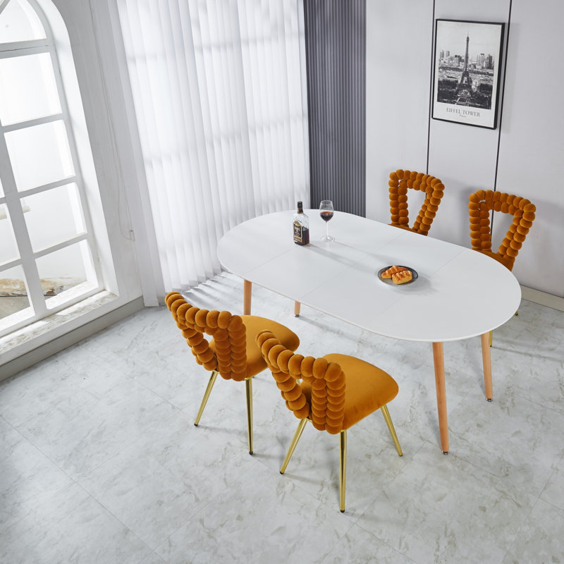 Table de salle à manger et de bureau extensible blanche avec longueur réglable - 100 cm à 180 cm, plateau en panneau de fibres à densité moyenne robuste