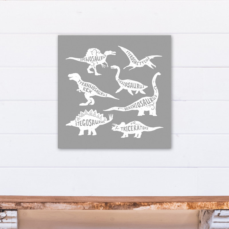 Art sur toile dino names Amapola, H 20 po x l 20 po x P 1,25 po, Gris / blanc