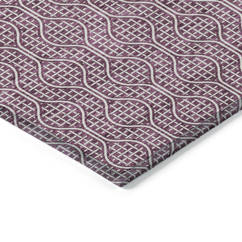 Machine Washable Indoor/Outdoor Chantille ACN926 GeometricRug, 10' x 14', Eggplant