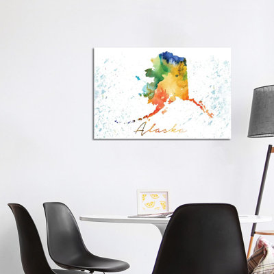 Alaska State Colourful - Wrapped Canvas Print