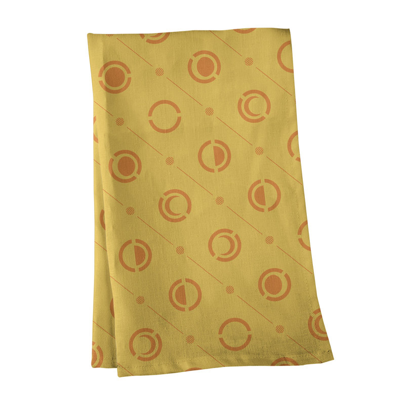 Torchon Moon phases, Canari / orange, Croisé en coton