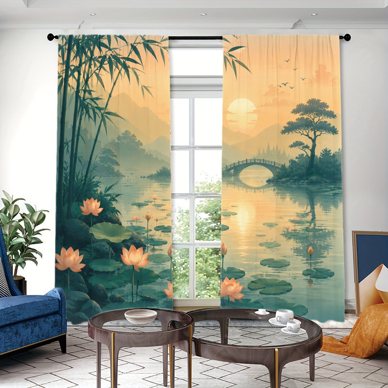 2 PCS Serene Bamboo Lotus Pond, L 42 po x H 63 po x 2 pièces