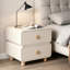 Table de chevet moderne en bois avec 2 tiroirs coulissants, design minimaliste avec détails en microfibre, petite table de chevet pour la chambre à coucher