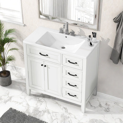 36" Bathroom Vanity Without Sink, Cabinet Base Only