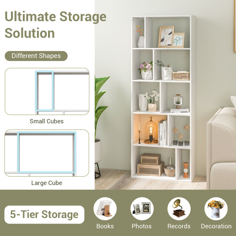 Nasiar 166cm H x 62cm W Geometric Bookcase
