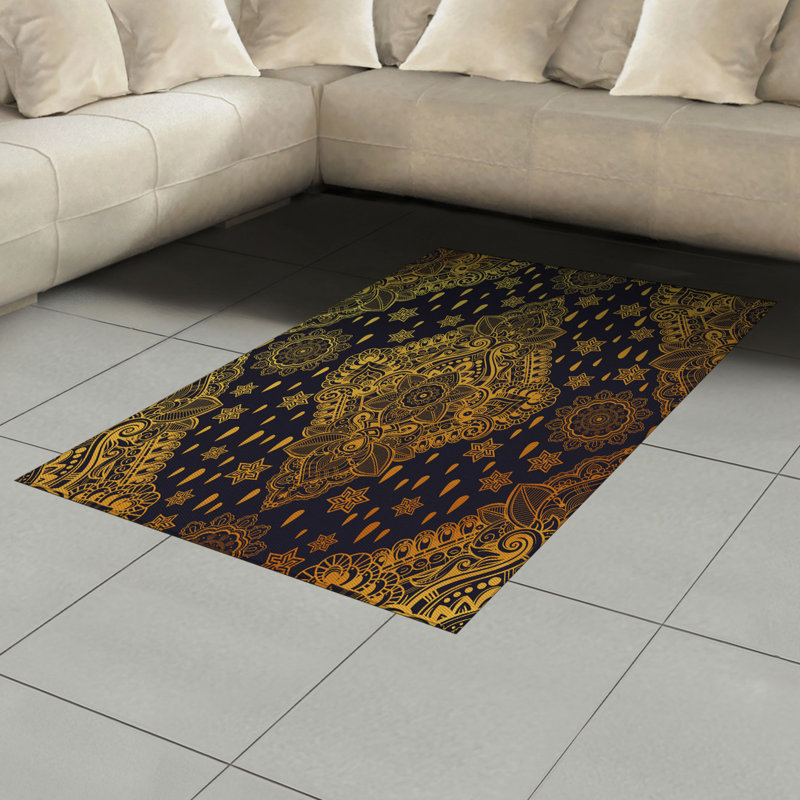 Mandala High Density Long Fiber Poly Threads Decorative Area Rug Carpet, Rectangle 4' x 5'8"