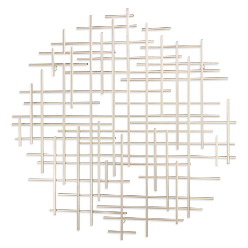 Abstract Lines Round Hanging Dimensional Sculpture, Champagne, 30" H x 29.75" W x 1.25" D