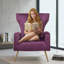 Fauteuil d'appoint à oreilles en velours-1233148888