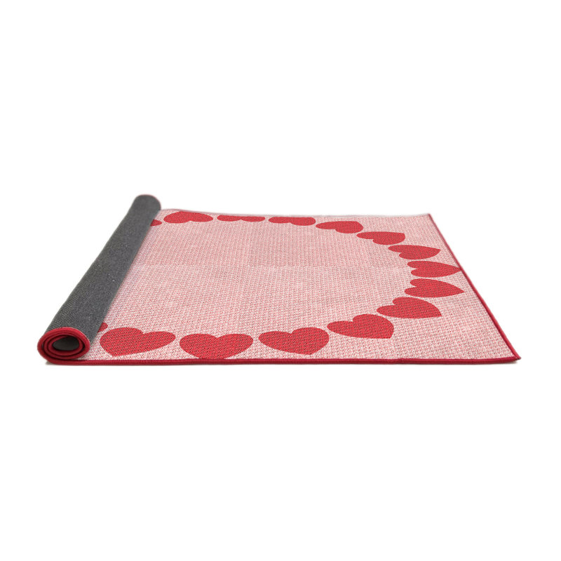 Tapis rose en laine, Rond 4 pi