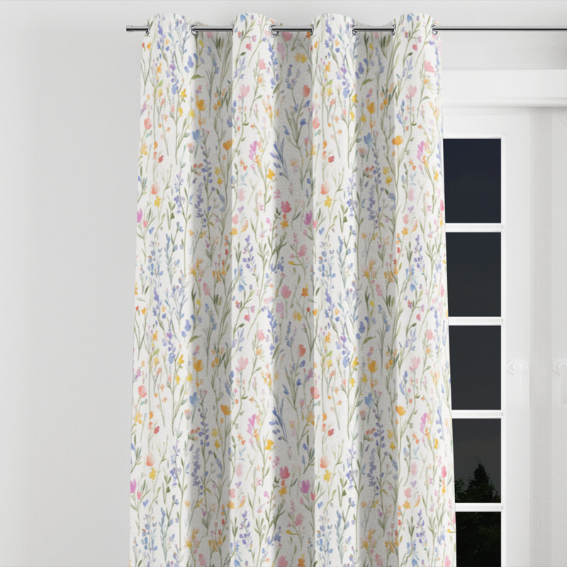 Rideaux à motif floral - Rideau à œillets Boho Bonadie - 1 panneau, L 52 po x L 90 po, Œillets argentés
