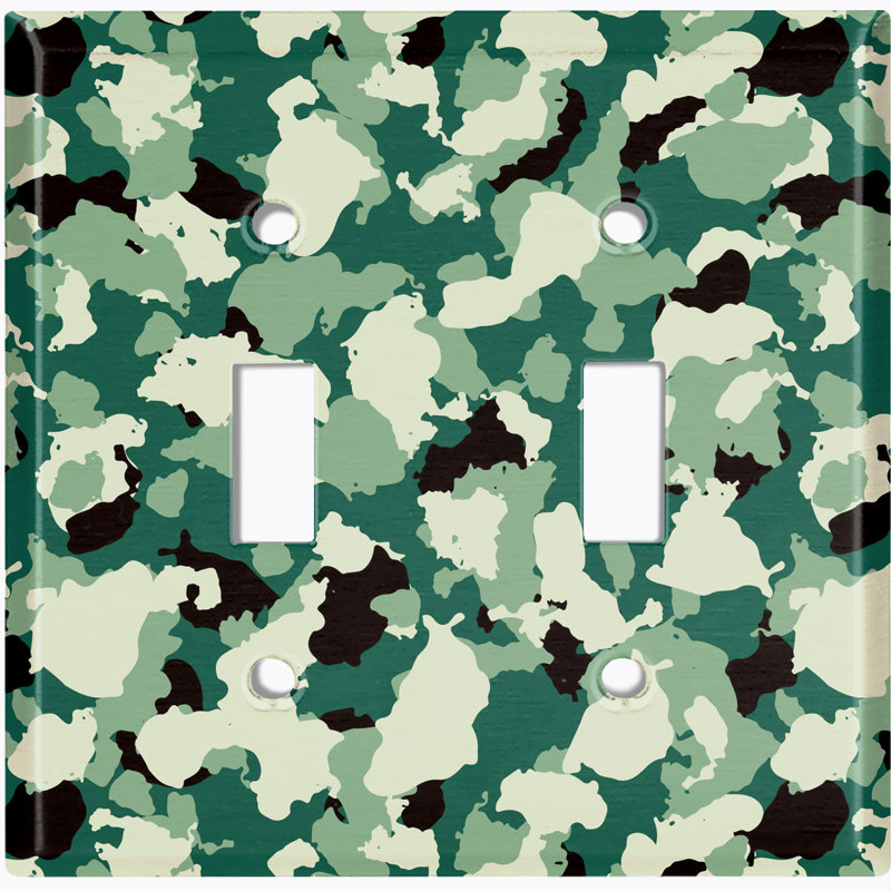 Plaque murale d'interrupteur à bascule vert camouflage 2 bandes