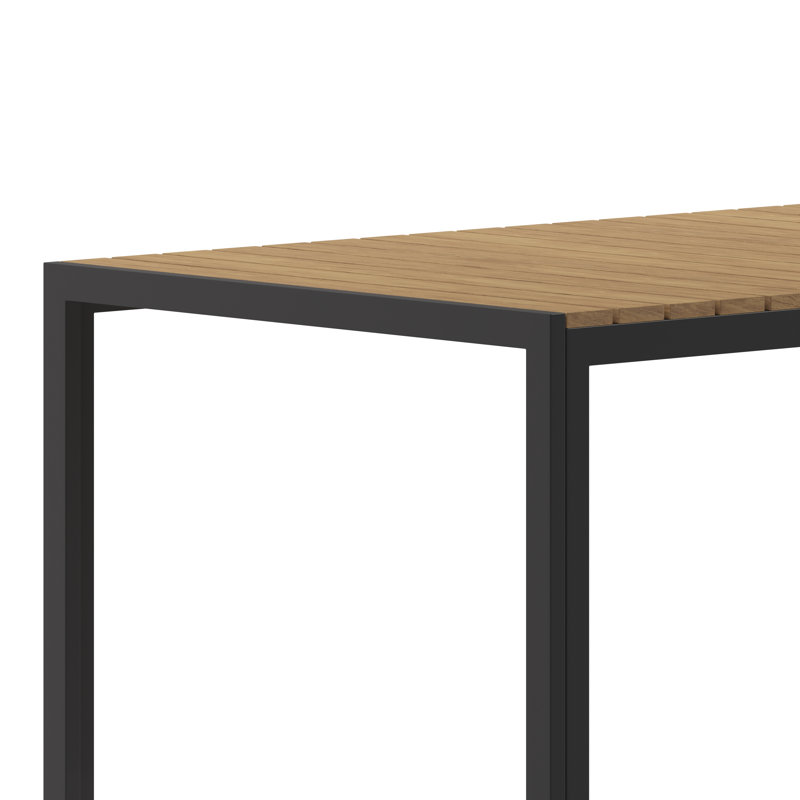 Sharondale Commercial Grade 55" x 31" Outdoor Dining Table with Faux Teak Poly Slats and Metal Frame, Natural