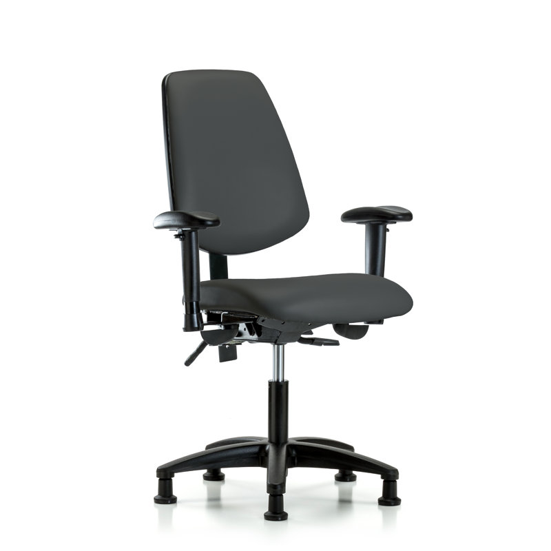 Roxana Vinyl Task Chair, Charcoal, Glides, Included