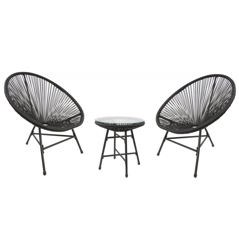 Carlson 2 Seater Outdoor Conversation Sets, Black, Black