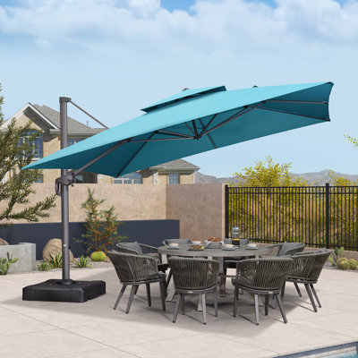 Grand parasol carré carré 12 pi x 12 pi, bleu turquoise