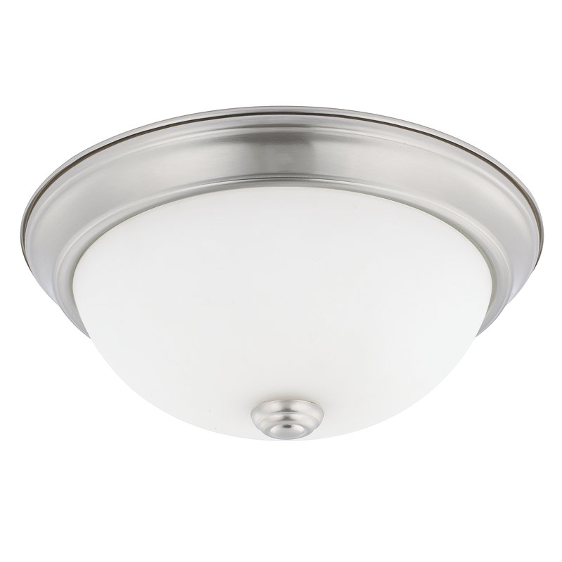 Independent Flush Mount, Brushed Nickel, Soft White Glass, 4.5'' H x 11'' W x 11'' D
